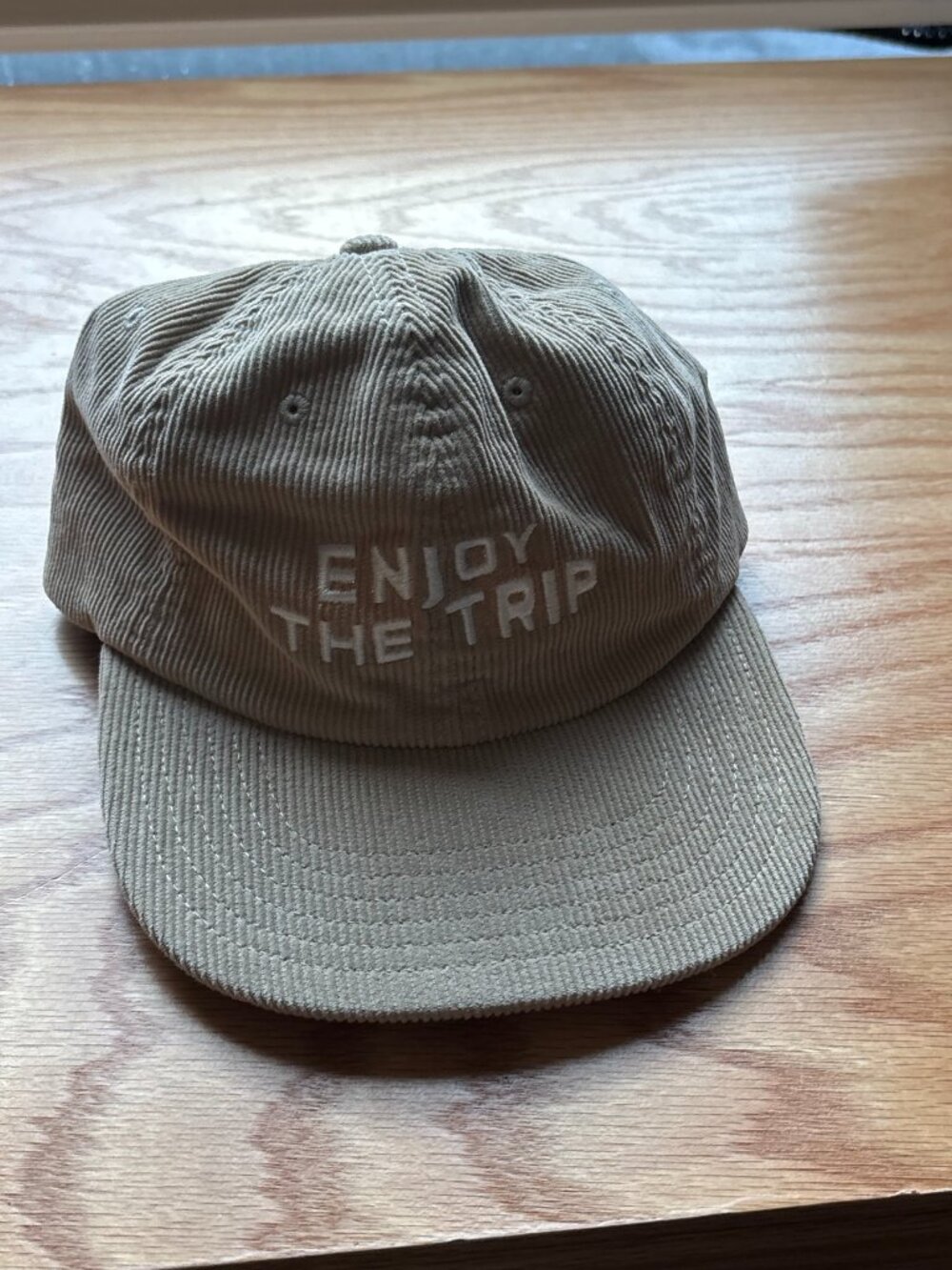 Beige Corduroy Enjoy The Trip Dad Hat